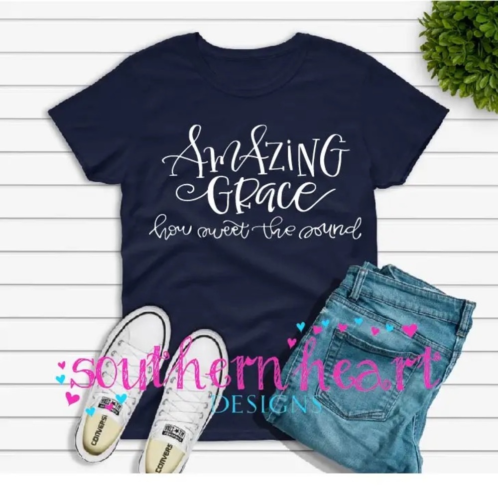 Amazing Grace Graphic Tee – Christian Faith Unisex Shirt on Gildan 50/50